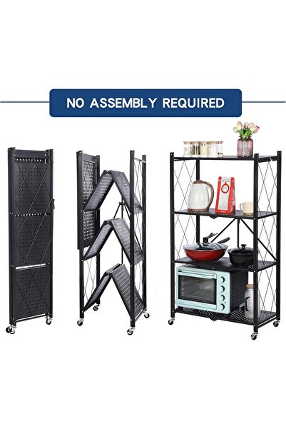Aralifes 4-shelf Metal Multi-shelf Foldable Storage Rack For Garage/kitchen/home/closet