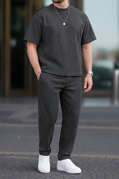 ruNadeS Men's Short Sleeve Oversize Two Thread Tracksuit Set