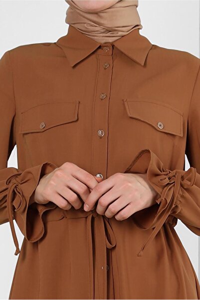 Alvina MANŞETLERİ BÜZGÜLÜ DÜĞMELİ TUNİK 43831