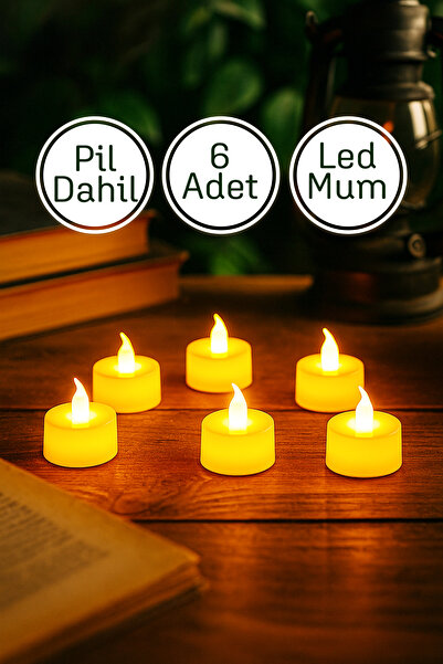 Telvesse 6 Adet Led Tealight Mum Mini Dumansız Pilli Alevli Dekoratif Yapay M...