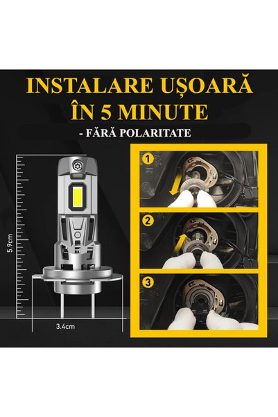 AUXITO Set de 2 becuri LED Auxito® H7, 120W/set, CANBUS, cu ventilator inclus