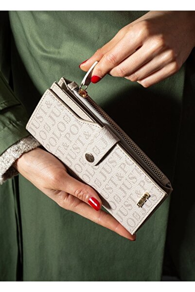 Just Polo Women's Black Vegan Wallet with 20 Card Slots + 1 Id Compartment, Embossed, Printed Snap Fasteners and Zipper Closure