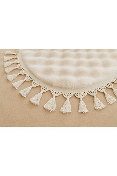 AKSU Bubble Cream Round Modern Decorative Floor Mat