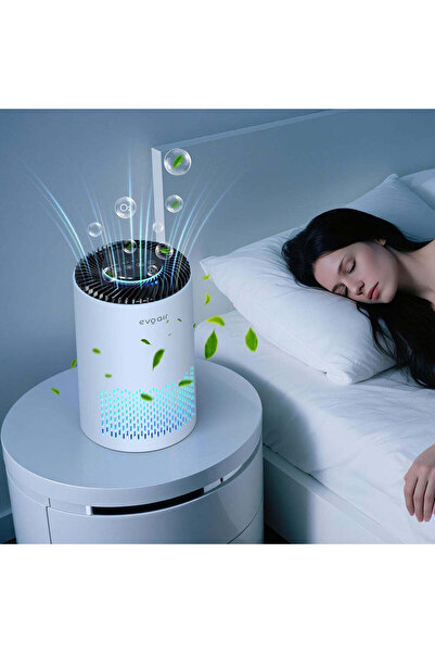 EvoAir Purificator de aer Zuno, True HEPA, Lampă UV, Mod Noapte, Aromaterapie, Timer, Alb