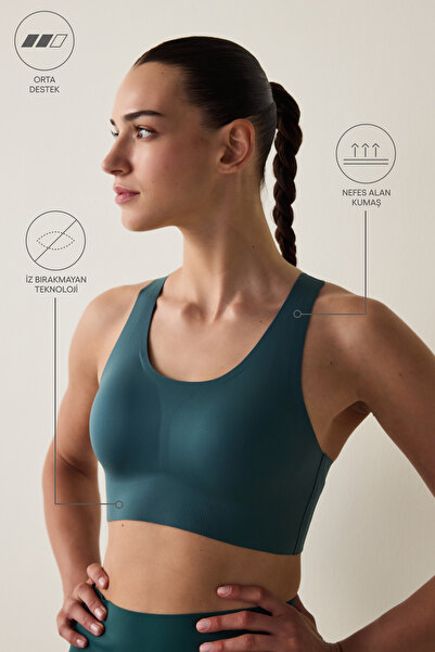 Penti # Non-Marking Dark Green Medium Support Zero Feel Sports Bra