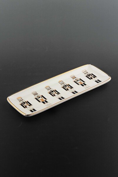 Bursa Porselen Dekor Lead Soldiers Gold Gilded 2 Pieces Porcelain Presentation Plate