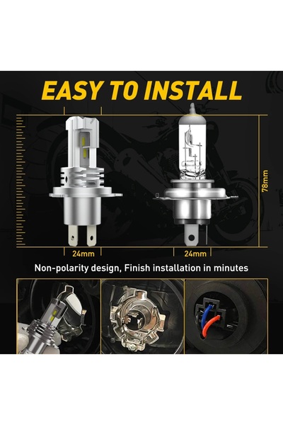 AUXITO Bec LED pentru motocicletă H4 12000Lm 12V 6500K Alb