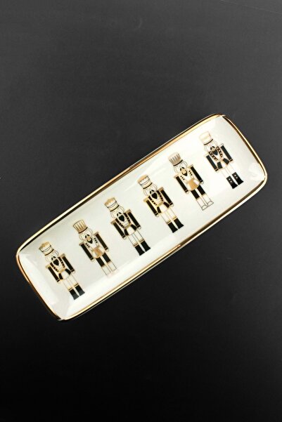 Bursa Porselen Dekor Lead Soldiers Gold Gilded 2 Pieces Porcelain Presentation Plate