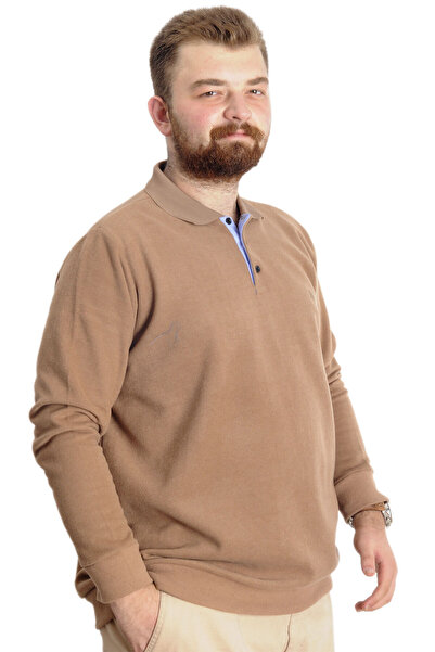 ModeXL Ανδρικό Polo Sweat - Μεγάλο Μέγεθος, Κέντημα Θεσσαλονίκης, Καφές με Γάλα 20440