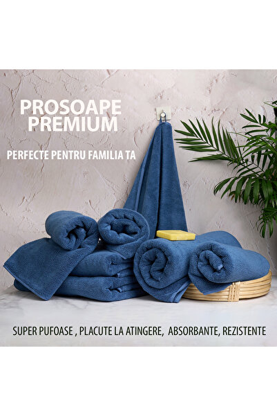 OEM Set 6 Premium Towels, Pure Terry, Soft Shell and Indigo