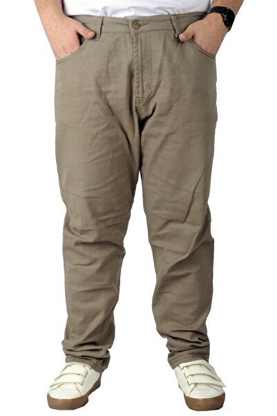 ModeXL Mode Xl Large Size Men's Gabardine Trousers 5 Pocket Nature Classic 22920 Beige