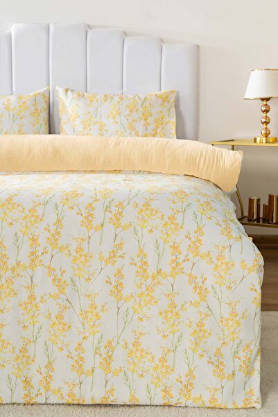 Rivaİstanbul Lorisa Yellow Single Duvet Cover Set Cotton