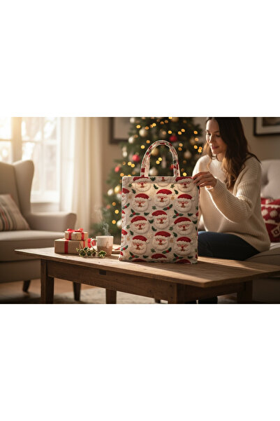 Soft and Baby Kumaş Yeni Yıl Çantası, Bez Çanta, Hediye Poşeti, Noel Baba Çanta
