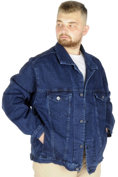 ModeXL Ανδρικό τζιν παλτό Mode Xl Large Size Lopez 22800 Navy Blue