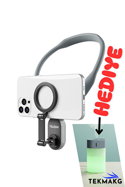 TELESIN Telefonlar Için Manyetik Boyun Cep Telefonu Tutacağı, Vlogger, Youtub...