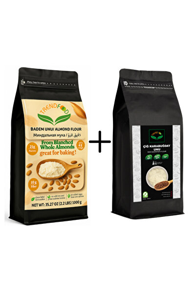 TREND FOOD 1 Kg Badem Unu Kabuksuz + 1 Kg Çiğ Karabuğday Unu | Yüksek Protein & Lif & Keto Avantajlı Paket 2 kg