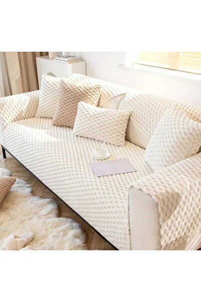 Keremhome Süper Yumuşak Kaymaz Peluş Kanepe Örtüsü – Şık ve Yıkanabilir 90x20...