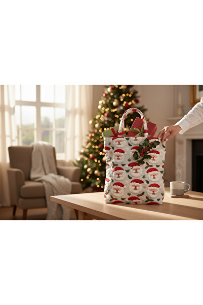 Soft and Baby Kumaş Yeni Yıl Çantası, Bez Çanta, Hediye Poşeti, Noel Baba Çanta