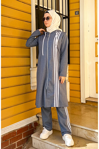 sefamerve με κουκούλα Σετ αθλητικής φόρμας 3077-06 Ανοιχτό μπλε ναυτικό