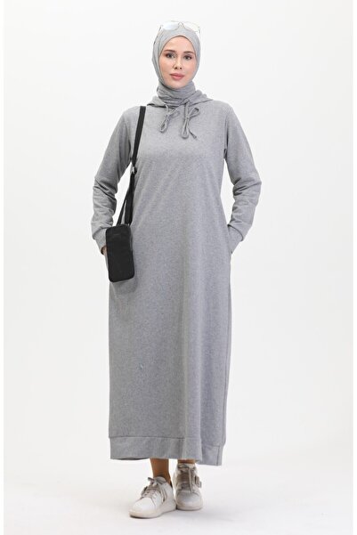 sefamerve Αθλητική φόρμα δύο κλωστών με κουκούλα 0190A-01 Γκρι