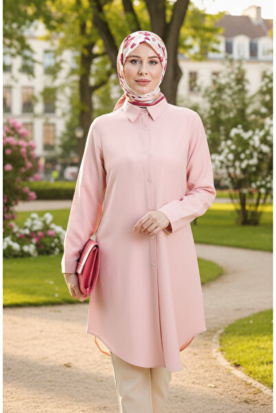 sefamerve Buttoned Viscose Tunic 6116-01 Powder