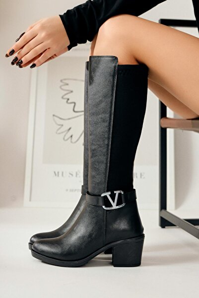 Limoya Дамски ботуши Sayna Black Diver с еластична материя и детайли, гъвкави...