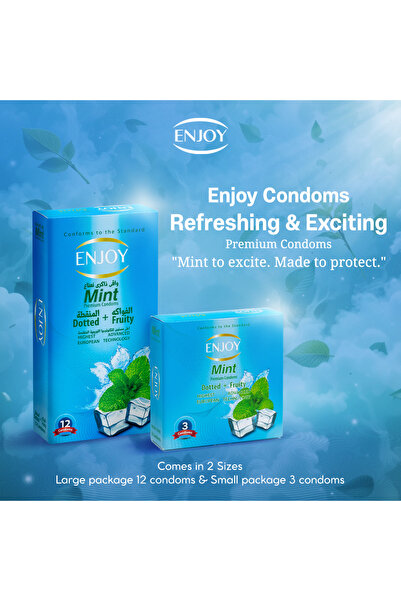Enjoy Mint Flavored Premium Condoms – 12 Pieces, Extra Lubricated, Natural Latex