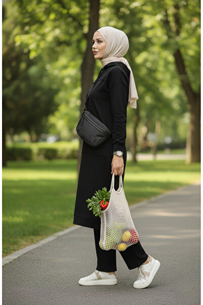 sefamerve Μαύρο Σετ Φούτερ με δύο Κλωστές - 3034-03