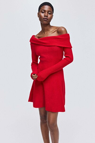 H&M Rib-knit off-the-shoulder dress