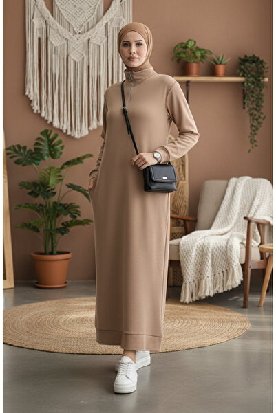 sefamerve Balıkçı Yaka Spor Elbise 0282-01 Sütlü kahve