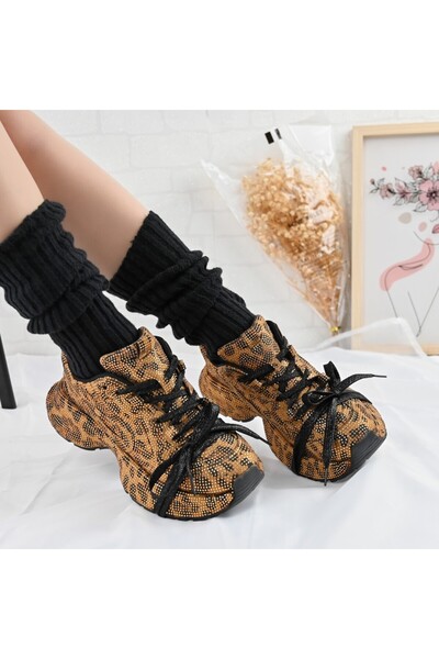 Tmall Pantofi sport pentru femei, din piele ecologică, D1390, model leopard