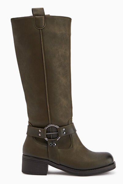 Limoya حذاء نسائي من Soleil باللون الكاكي مع تفاصيل حزام