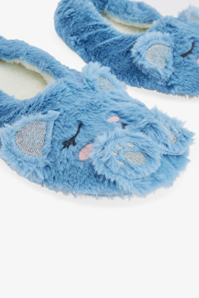 Penti Açık Mavi Sleepy Cat Hayvan Nakışlı Ev Patiği