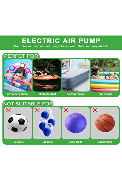 Gootoy Electric Air Pump with 3 Nozzles – Portable 2-in-1 Car & Home Inflator/Deflator
