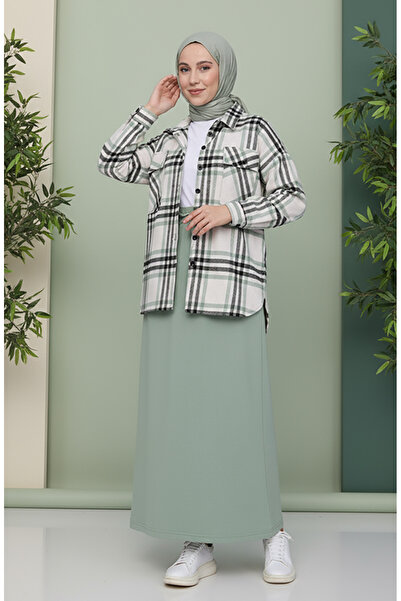 sefamerve Green Pocketed Sports Skirt - 0152-17