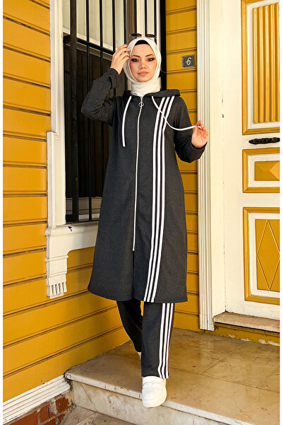 sefamerve με κουκούλα Σετ αθλητικής φόρμας 3077-02 Ανθρακί