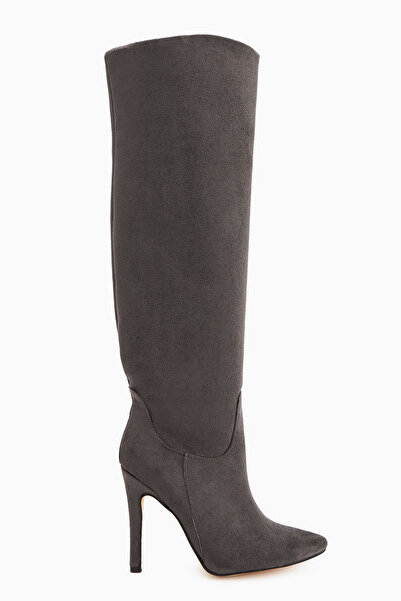 Limoya Γυναικείες μπότες Nenya Grey Suede με μυτερό μύτη με λεπτό τακούνι