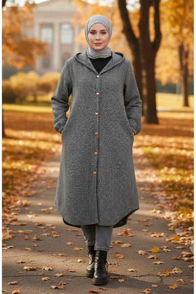 sefamerve Καπάκι με με κουκούλα κουμπιά 0201-03 Βιζόν