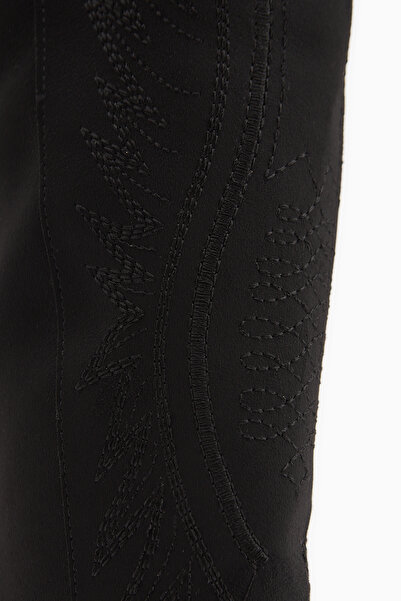 Limoya Hero Μαύρες σουέτ κεντημένες καουμπόικες γυναικείες μπότες