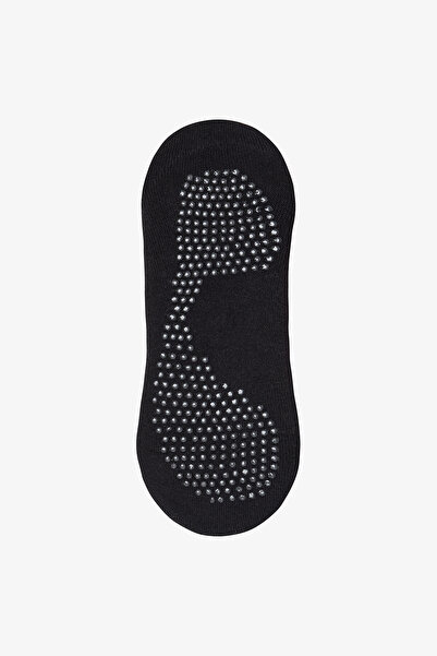 Penti Black Non-Slip Sole Cross Banded Towel Sole Ballerina Socks