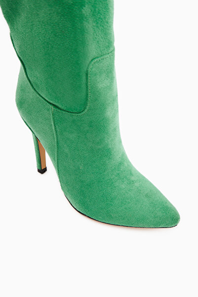 Limoya Γυναικείες μπότες Nenya Green Suede με μυτερές μύτες με λεπτό τακούνι