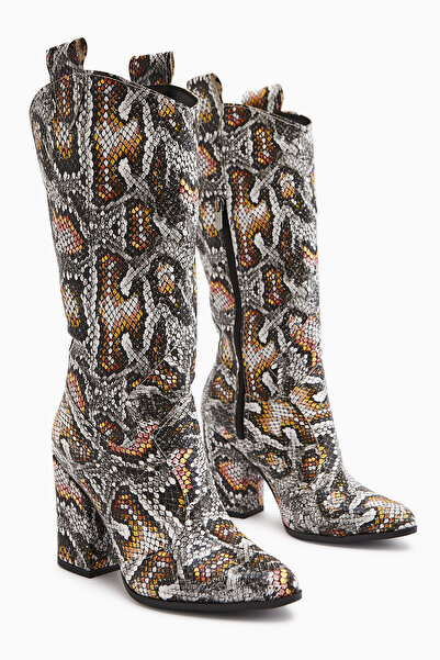 Limoya Κοντές γυναικείες μπότες με ασύμμετρο κομμένο τακούνι Keri Snake