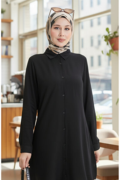 sefamerve Buttoned Viscose Tunic 6116-10 Black