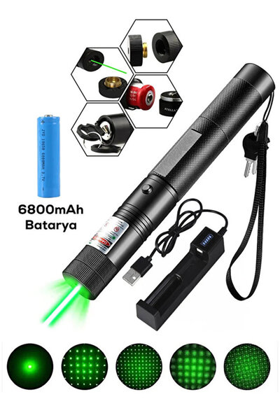 farissu Turbo X Yeşil Şarjlı Lazer | 6800 mAh Pil | Uzun Menzilli & Çoklu Işık Efektli