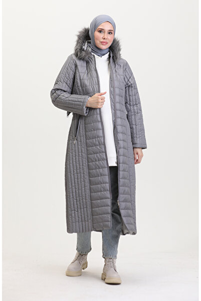 sefamerve Hooded quilted coat 0813-07 gray