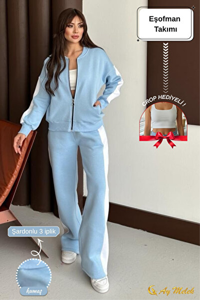 AYMELEK Women's Tracksuit Set Transitional Fleece-Lined Winter Cardigan Top and Bottom Set (with Crop Gift)