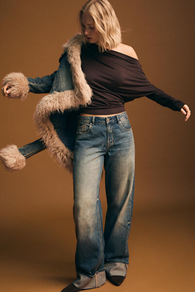 VODENS Καφέ ασύμμετρο μπλουζάκι από 100% βαμβάκι