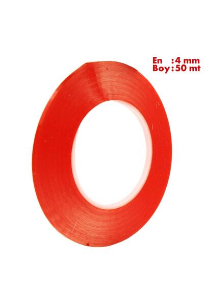 Boss Tape Şeffaf Çift Taraflı Polyester Bant En:4mm Boy:50mt Kalınlık:160mik