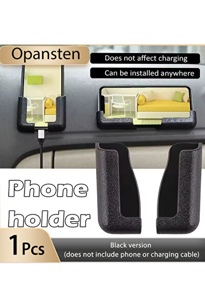 black Punch-Free Car Wall Phone Holder with Charging Stand & Storage
