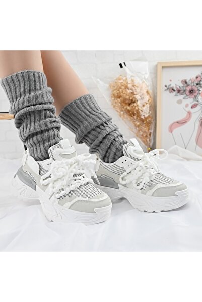 Tmall Pantofi sport pentru femei, cu inserții de plasă, D1392, albi